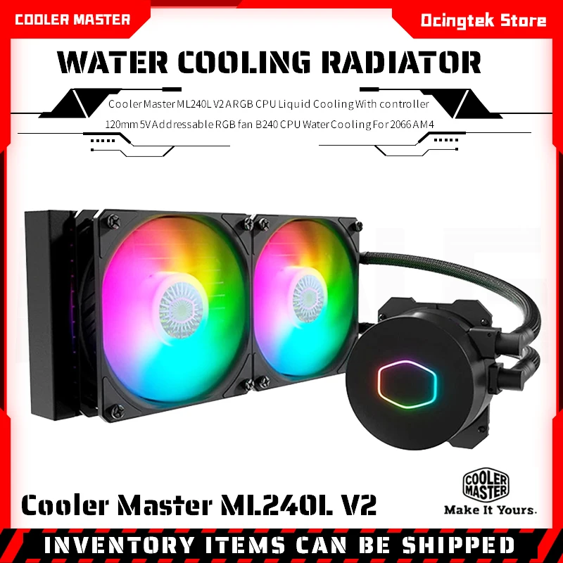 Master Ml240l V2 Argb Cpu Liquid Cooling With Controller 120mm 5v Addressable Rgb Fan B240 Cpu Water Cooling For 2066 Am4