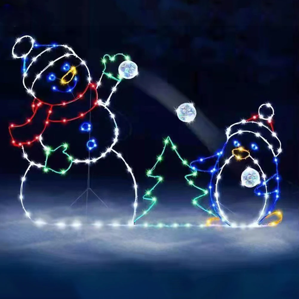 

LED Snowman String Light Reusable Party Snowball Fight Indoor Outdoor Ornament Christmas Decoration Winter Patio Holiday Garden