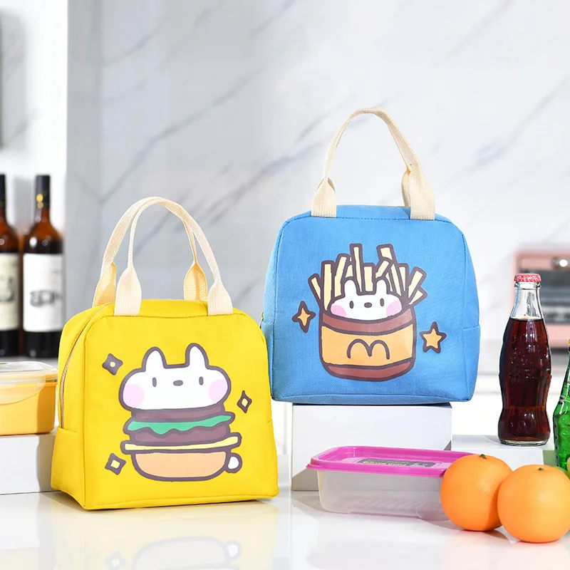 

cute Cartoon hamburger hot dog milk Lunch Bag Tote Thermal Food Bag Women Kids Lunchbox Picnic Supplies Insulated Cooler Bags