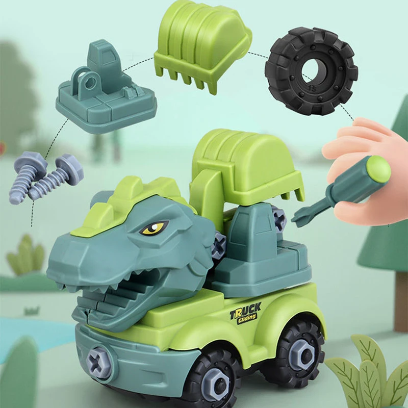 

Dinosaurs Toy Car Transport Car Dinosaur Engineering Truck Assembled and Disassembled Toys Indominus Rex Jurassic Gifts for Kids