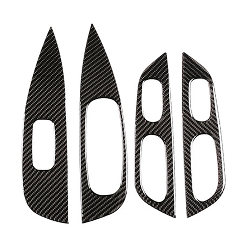 

4Xreal Carbon Fiber Window Control Panel Stickers Glass Lift Switch Trim Cover Car-Styling For Nissan X-Trail 2014-2018