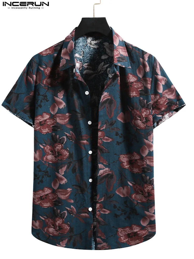 

INCERUN Tops 2022 New Men's Chinoiserie Printed Well Fitting Blouse Fashion Casual Style Male Short Sleeve Buttons Shirts S-5XL