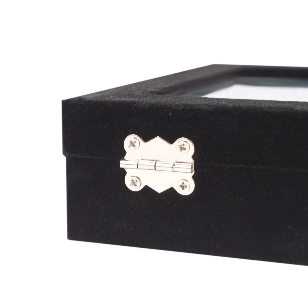 24 Grids Black Blue Gray Velvet Jewelry Box Organizer Ring Earrings Necklaces Makeup Holder Storage Case Casket For Women #86003 | Украшения