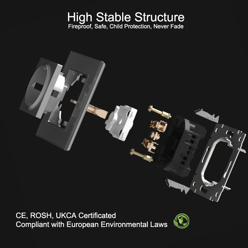 Двойная черная Европейская розетка и переключатель Wallpad евро французский