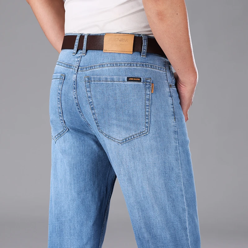 

Джинсы мужские классические стрейчевые, хлопковые брюки прямого покроя из денима, брюки Slim Fit, весна-осень 2023