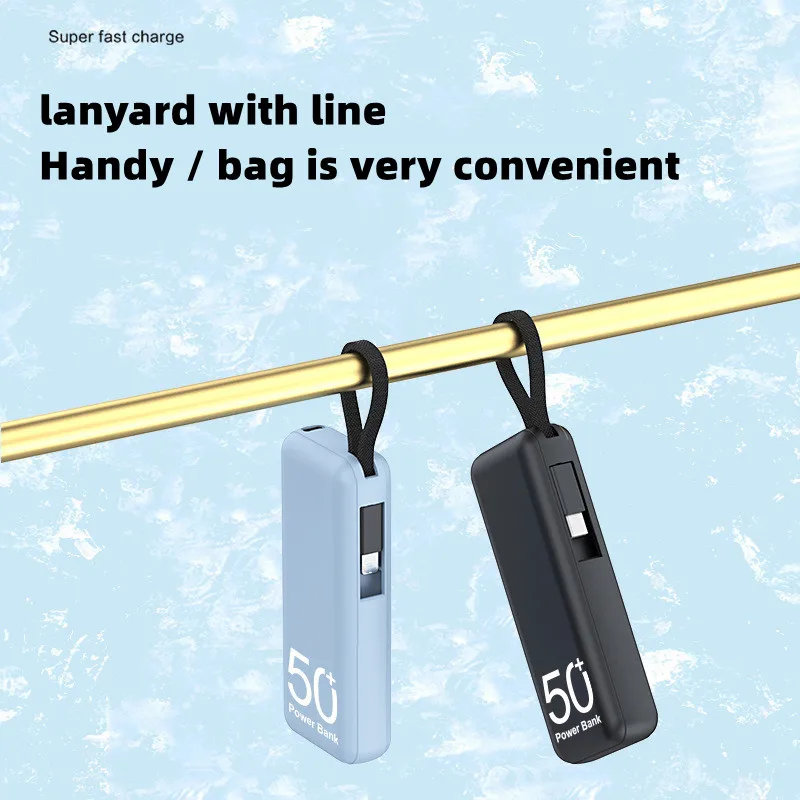 5000mAh Mini Portable Power Bank Built in Cable External Spare Battery Pack Powerbank For iPhone 14 13 12 Samsung S22 Xiaomi