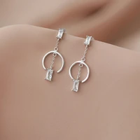 designer new style circle geometry shiny zirconia drop earring tassel round zircon pendant earring for girl