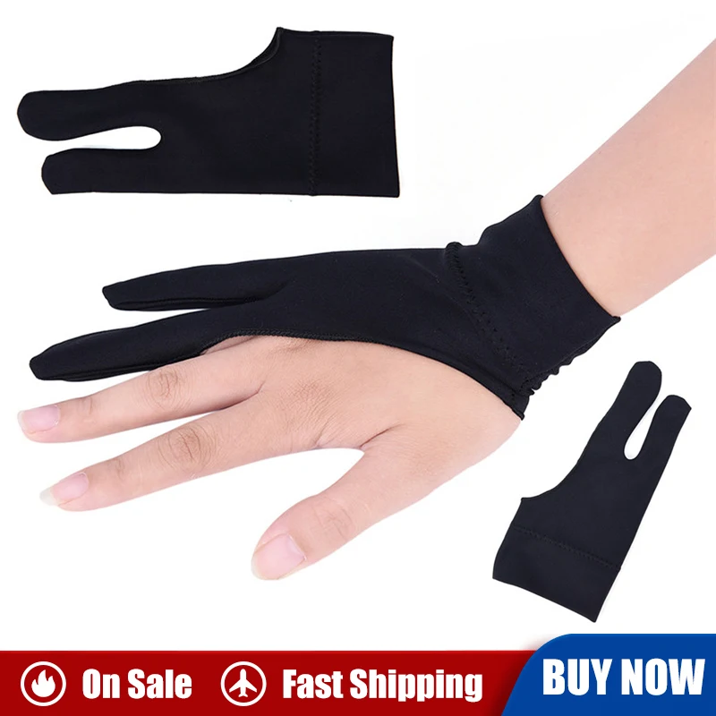 

Черная перчатка для рисования с 2 пальцами, свободный размер для правой и левой руки, перчатка для рисования для любого графического планшета