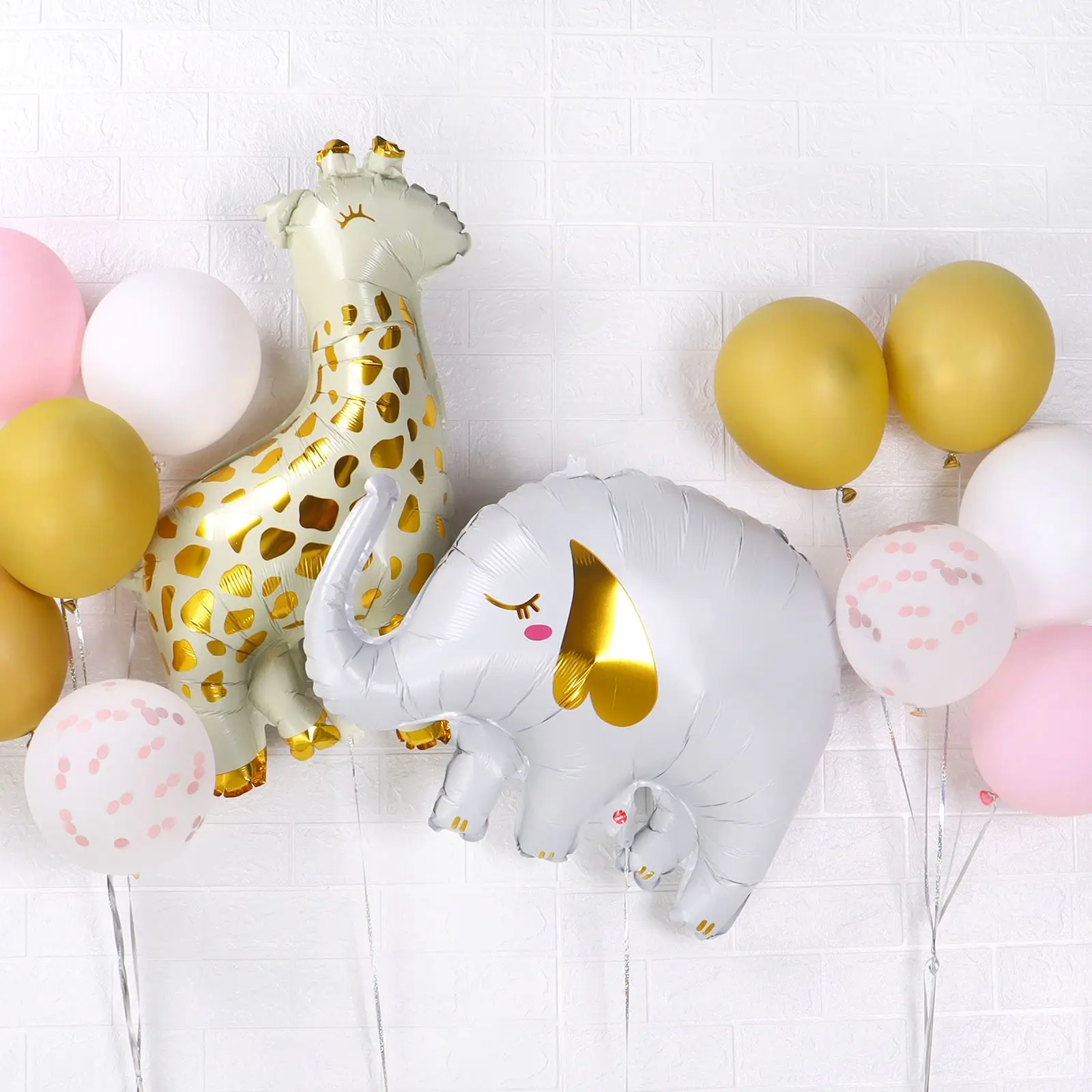 

12pcs Giraffe Elephant Cartoon Animal Helium Balloons White Rose Gold Latex Globos Happy Birthday Party Decor Girl Baby Shower