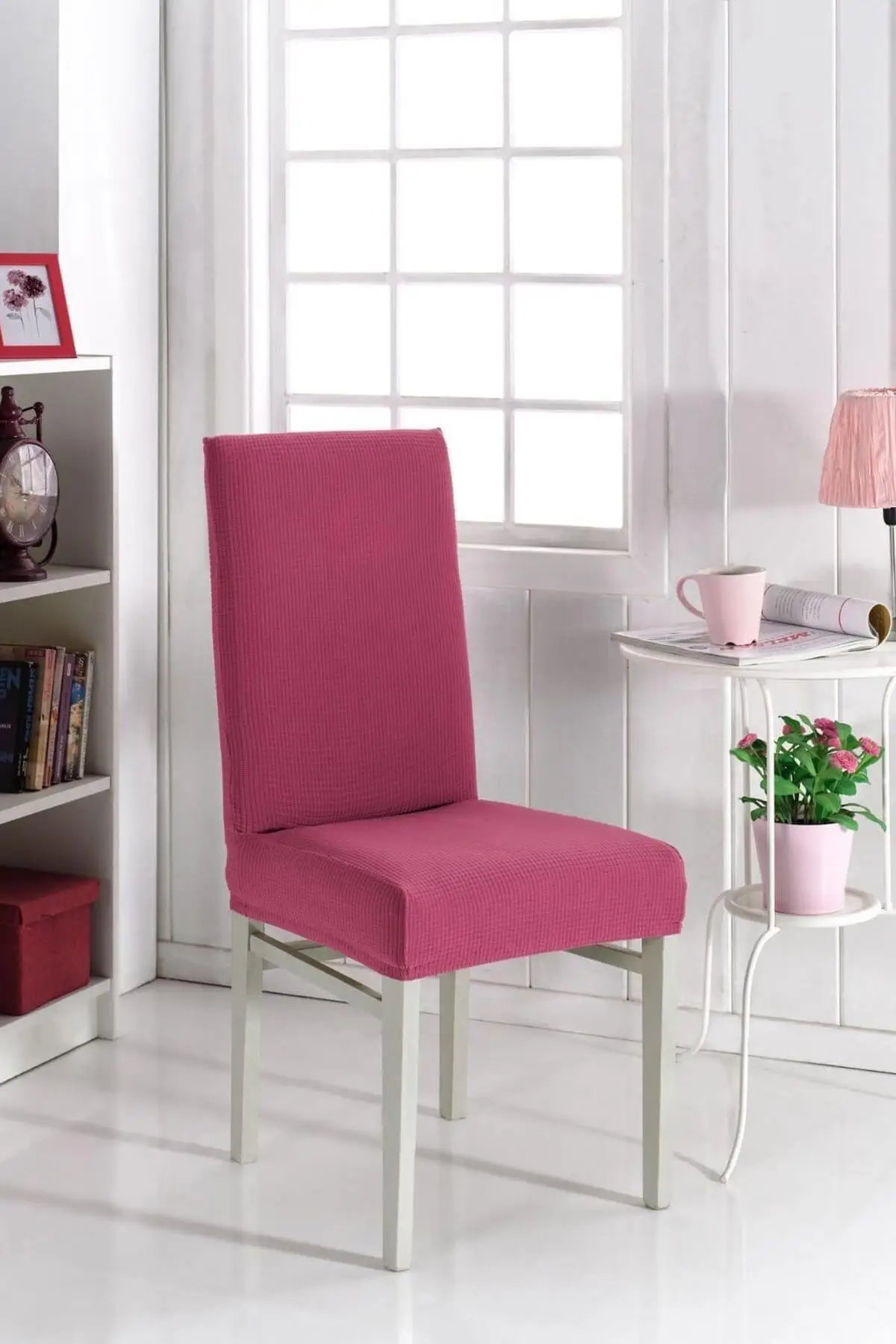 

Dried Rose Chair Case Washable Lycra Flexible Tire Drape Cotton-Polyester Pink Cover Salon Textiles Home &