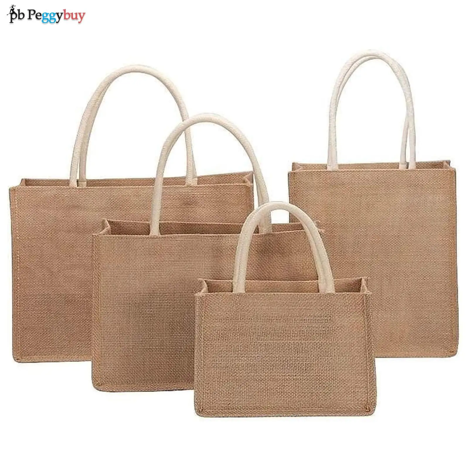 

Burlap Tote Bags Blank, Jute Beach Shopping Handbag, Vintage Reusable Gift Bags with Handle for Grocery Crafts Birthday Parties
