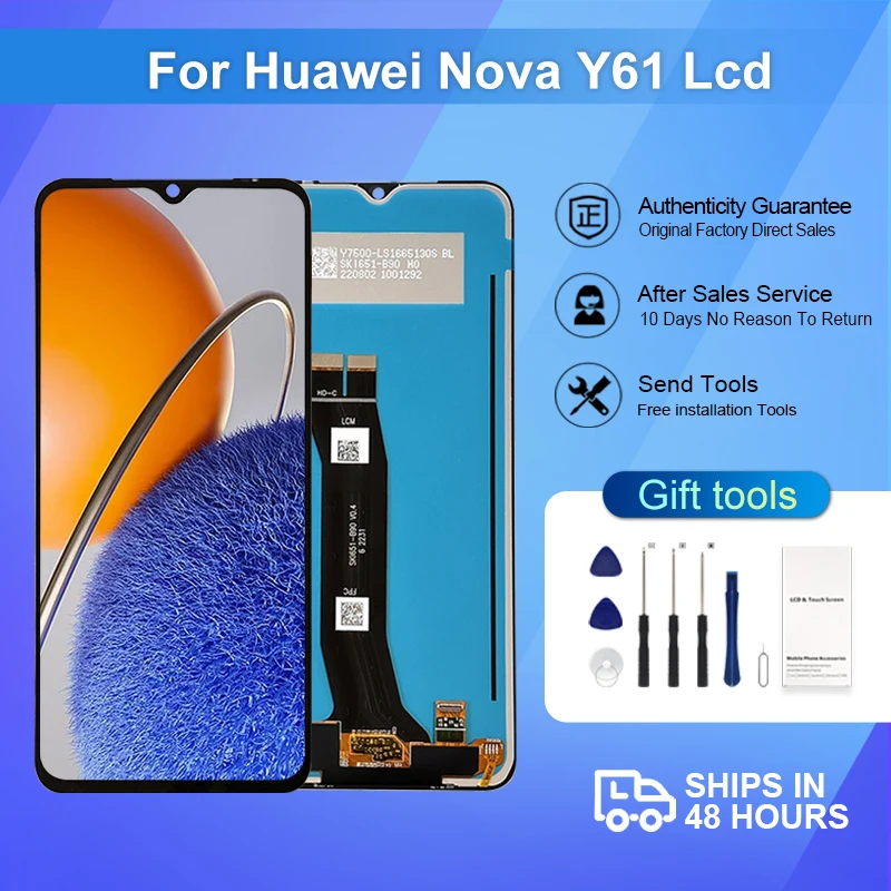 

1Pcs 6.52 Inc Display For Huawei Nova Y61 Lcd Touch Panel Screen Digitizer EVE-LX9 LX9N LX3 Assembly With Frame Free Shipping