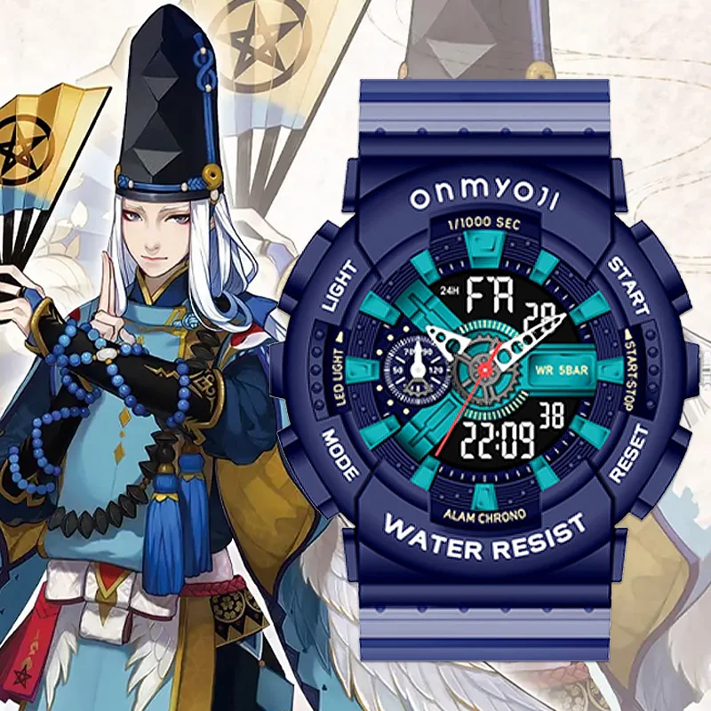 

Onmyoji IP Authorized Electronic Watch Cool Game Character Cartoon Double Display Wrist Watch LED Waterproof Boy Girl Gift Clock