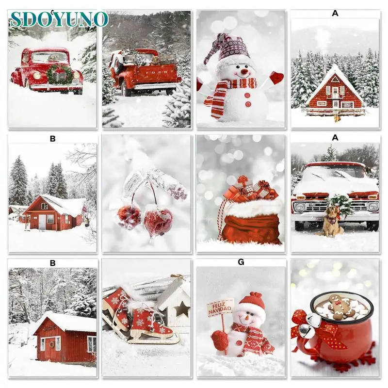 

SDOYUNO Snow Scenery DIY oil Painting By Numbers Kits abstract paint by numbers Picture On Canvas For Adults Wall Art Picture
