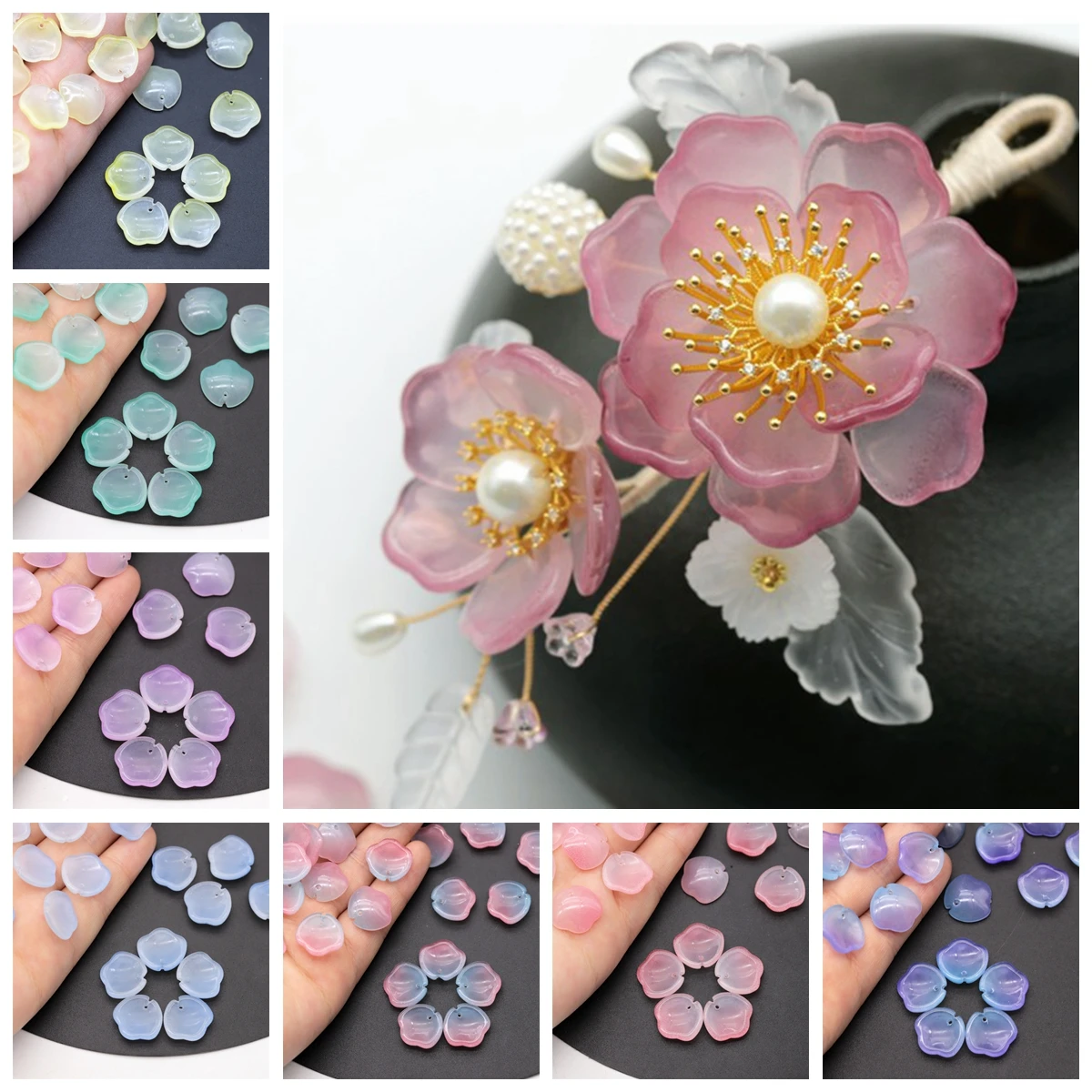 10 шт. 16x17 мм Цветочный лепесток лэмпворк Хрустальное стекло свободные Подвески бусины для самостоятельного изготовления ювелирных изделий Crafts