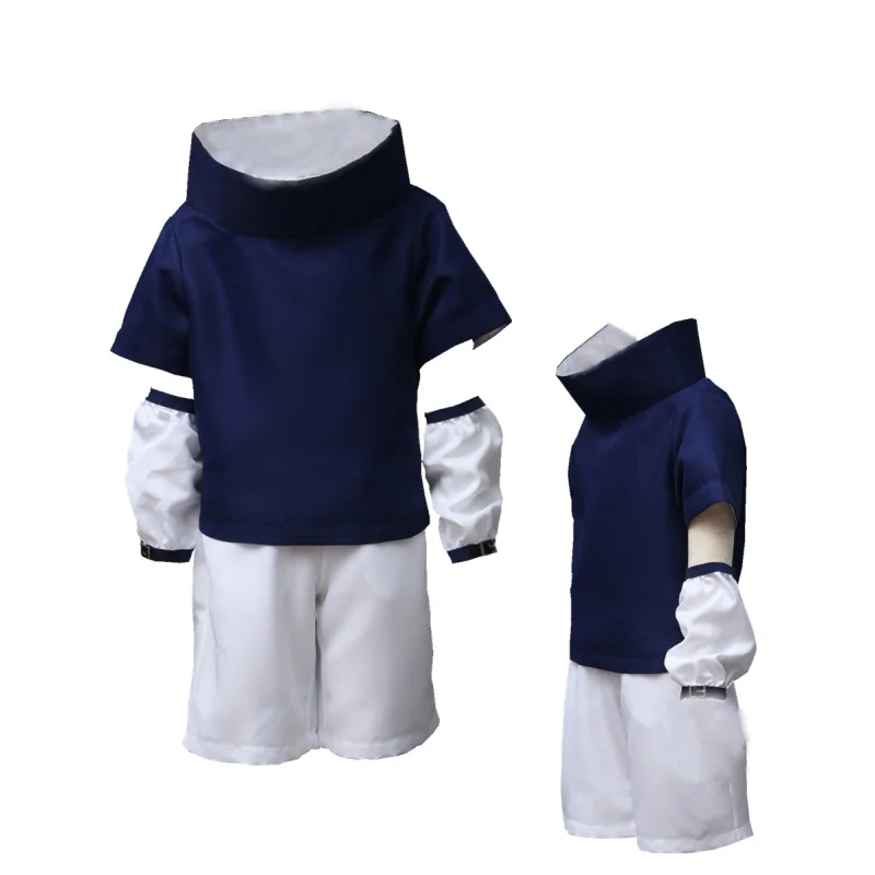Anime cosplay Cafiona Hot Sale Anime Uchiha Sasuke Cosplay Halloween Blue Jacket White trousers for Child