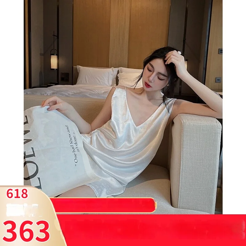 Новинка 2023 г. Летняя шелковая женская ночная рубашка High Sense Женская летняя