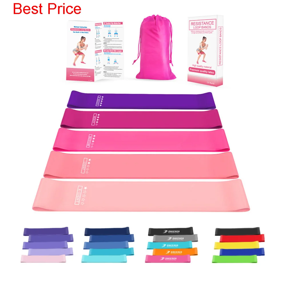 

50Sets Red Gradient Tension Belt Fitness Resistance Strength Training Tension Belt Elastic Latex Tension Ring Yoga