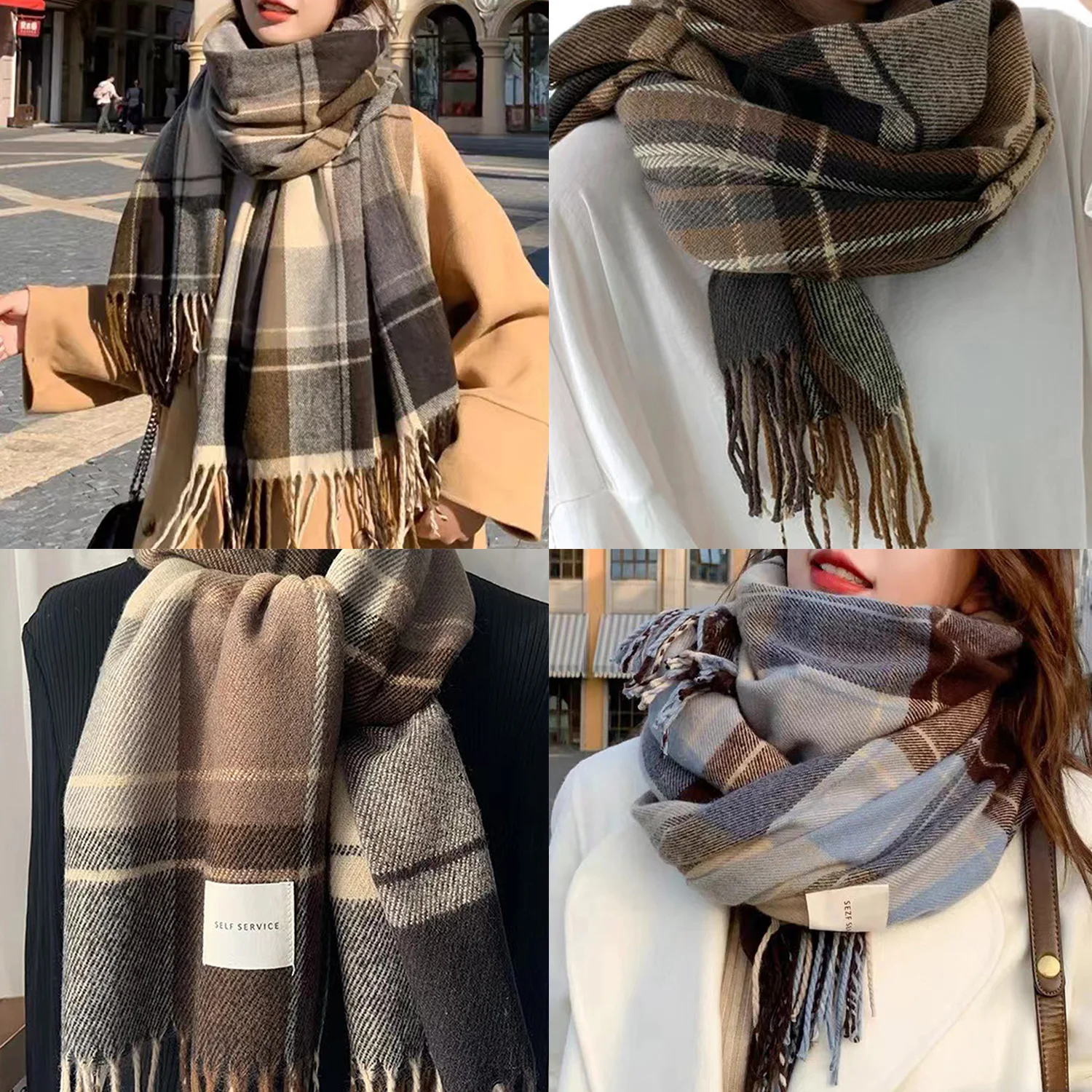 1 шт. зимний шарф в корейском стиле женский британский классический клетчатый