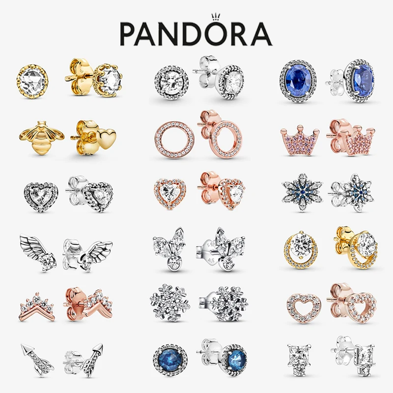 Pandora 2022 модный гвоздик инкрустированный драгоценным камнем Стерлинговое Серебро