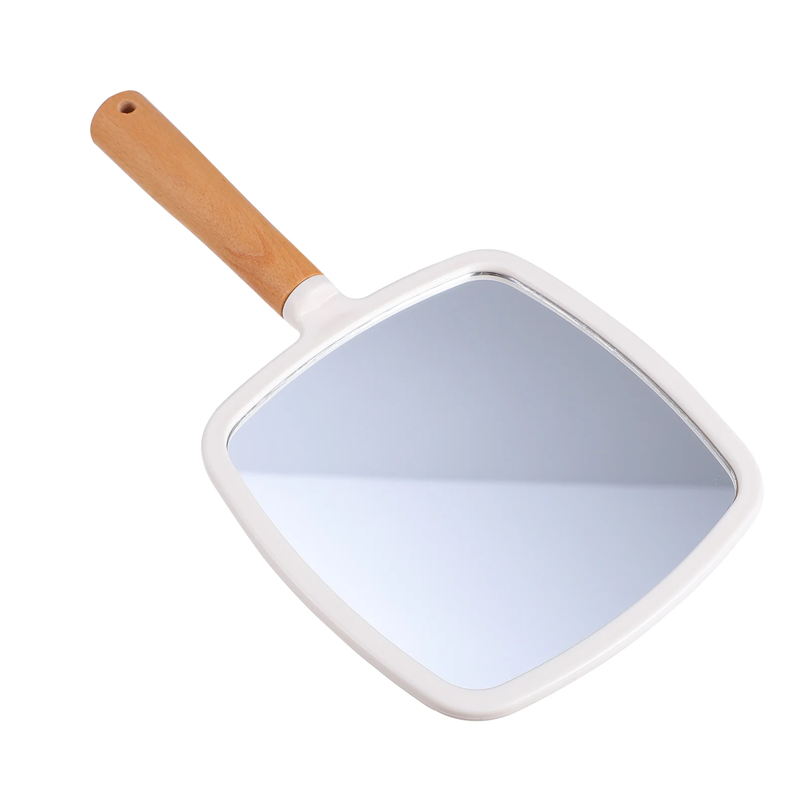 

Handle Mirror Vanity Portable Wood Barber Women Makeup European Style Abs Child