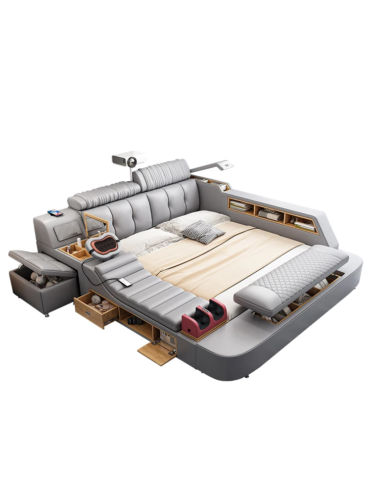 

Татами многофункциональная кровать для основной спальни современная простая массажная кровать кожаная кровать