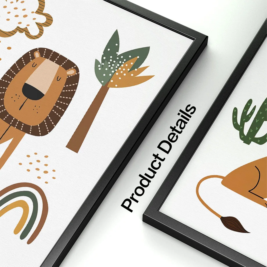 Картина с изображением Льва жирафа радуги Листьев джунглей животных детской