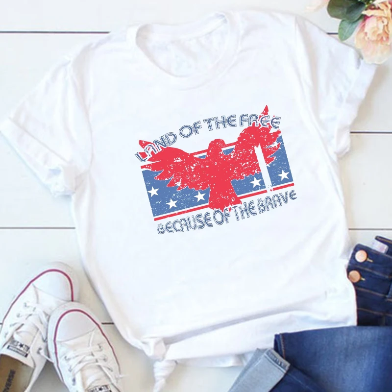 

USA Shirt The Free Because of The Brave Tshirt Patriotic Shirt America Women Clothing 4th of July Memorial Day Shirt Summer