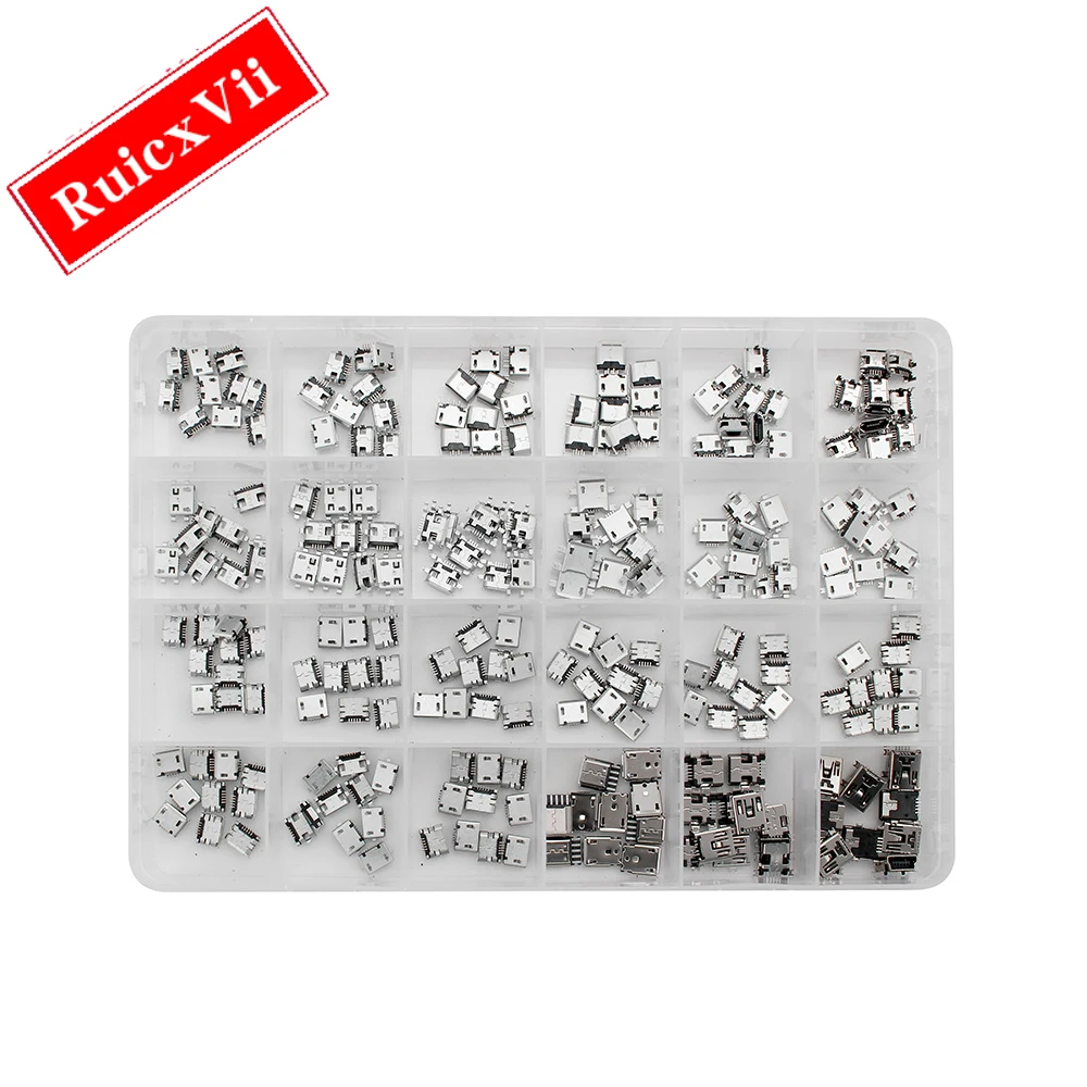 

Micro USB Connector 240 Pcs/box 24 Models Socket Jack Micro USB Connectors Set For Android Mobile Phone OPPO SAMSUNG HUAWEI ZTE