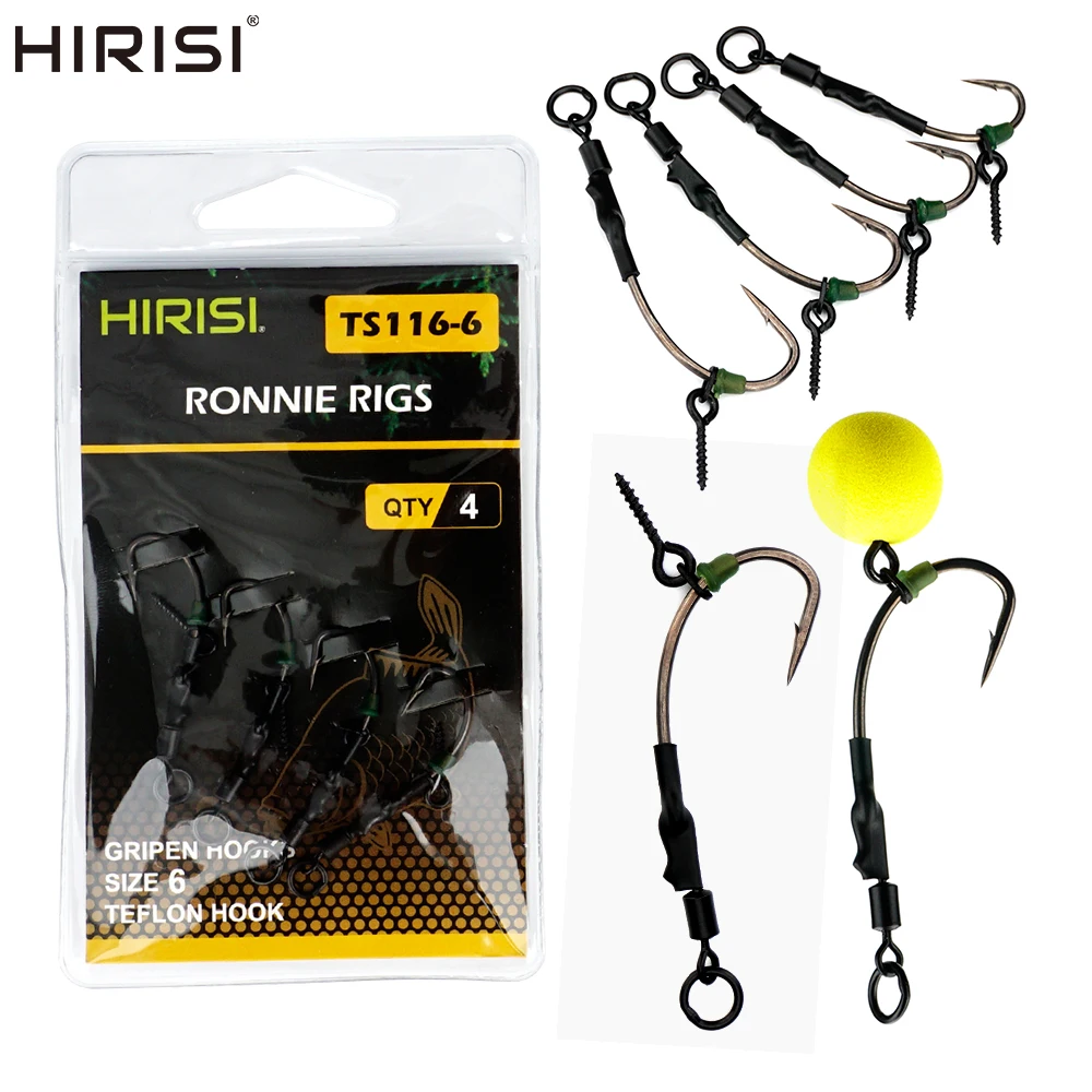 Фото Hirisi 4 шт. Ronnie Rig карповый рыболовный крючок комбинированный морская рыбалка плавающий шар наживка типа рыболовная группа рыболовные аксессуары №1