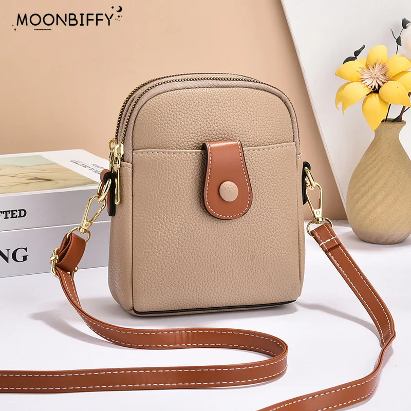 

Fashion Soft PU Leather Women Shoulder Bags Versatile Lightweight Small Satchel Multi Zipper Small Messenger Bags Purses