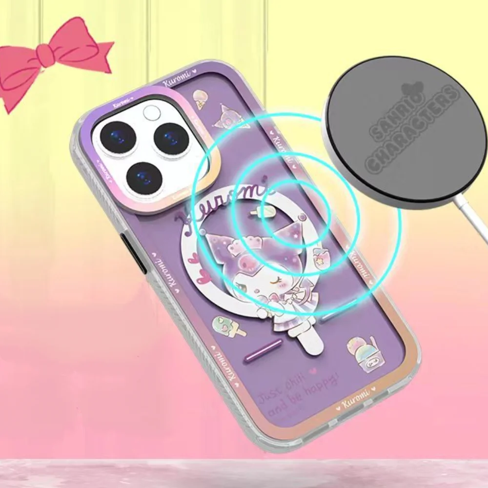 

Kawaii Sanrio Hello Kitty Magnetic Phone Case for Iphone14 Pro Max Plus Kuromi My Melody Anime Wireless Charging Phone Cover