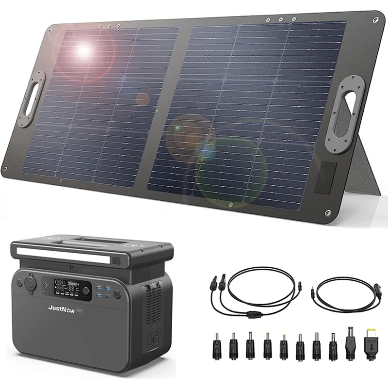 

JustNow 580W Portable Power Station with 100W Solar Panel 346Wh Power Supply with LiFePo4 Battery for Camping and Motorhome