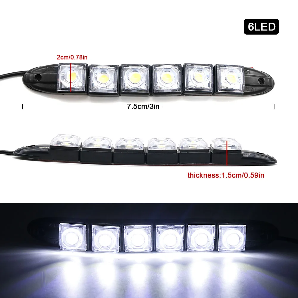 2 шт. 6/8/9/12 светодиодный автомобильный Стайлинг DRL дневные ходовые огни авто светодиодные противотуманные фары указатель поворота лампа вождения водонепроницаемая 12 В белая фара