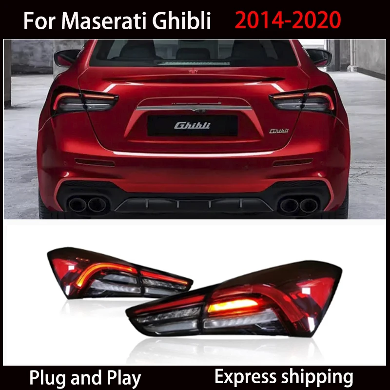 Фото Стайлинг автомобиля для Maserati Ghibli, задний фонарь 2014-2022, обновление, задние задние фонари в сборе, DRL, указатель поворота, автомобильные аксессуары №2