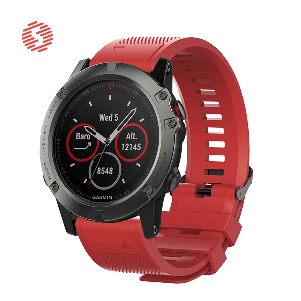 

ShengOne Soft Silicone Strap for Garmin Fenix 5 5S 5X 20 22 26 MM Width Watchband Wristband Replacement for Garmin Fenix 3 3HR