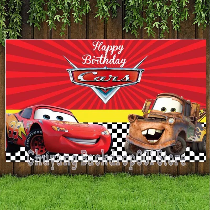 

DIY Disney Cars Mcqueen Backdrop Photography Vinyl Backdrops Boy Birthday Party Decoration Christmas Background for Photo Studio