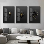 Ван Искусство Черное золото картина металлическая Фигурка Статуя Картина на холсте искусство масло искусство стены для гостиной