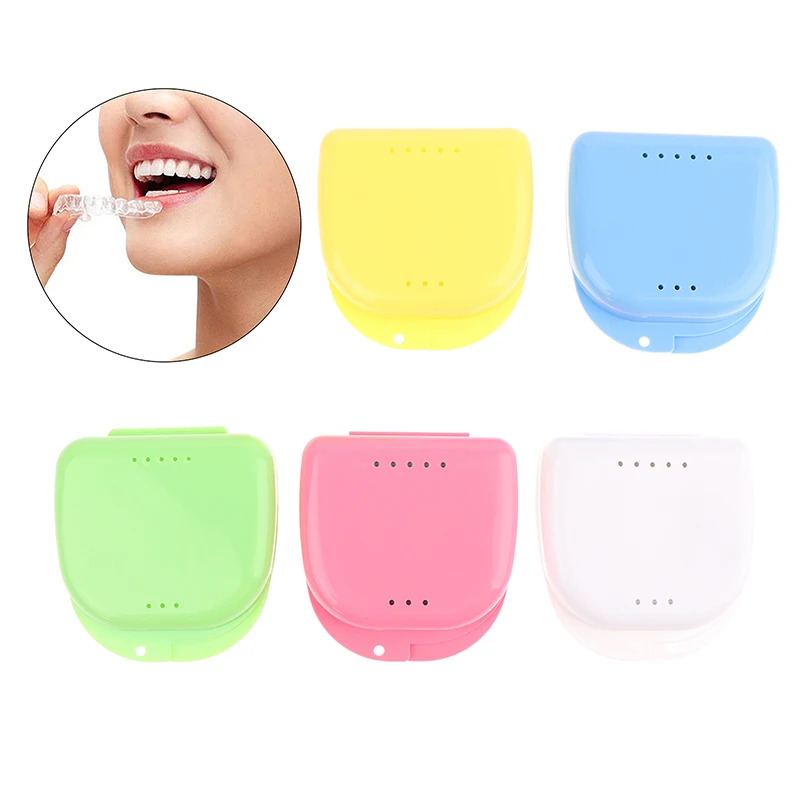 

Dental Retainer Denture Storage Box Orthodontic Small Teeth Box With Mirror Mouthguard Container Oral Hygiene Dentures Care