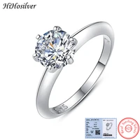 hihosilver 100 genuine six prong zircon 925 sterling silver ring for women new fashion girl gift wedding jewelry hh21114