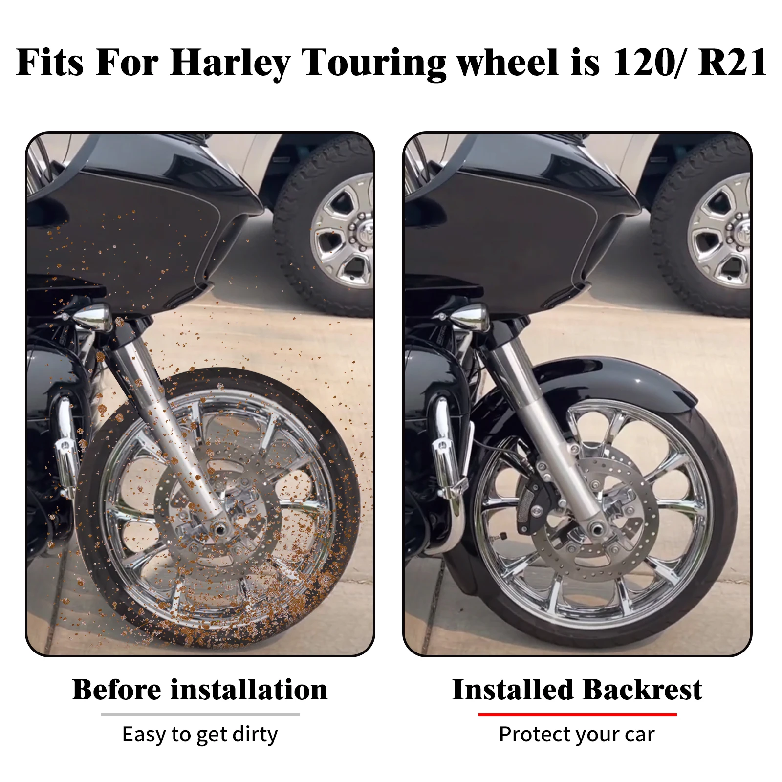 Фото 21-дюймовое переднее крыло мотоцикла, железное крыло, колесо для Harley Touring Road King FLHR Street Electra Glide FLHT, сумки на заказ №2