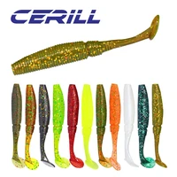 cerill 5 pcs 75mm 3 2g rubber artificial lure t tail wobblers soft worm bait jigging carp bass silicone fishing accessories