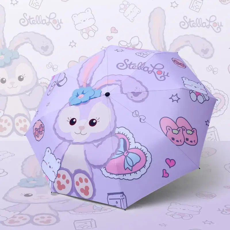 

Милый портативный автоматический складной зонт Disney Stellalou с мультяшным анимационным рисунком дождь или блеск двойное использование Защита ...