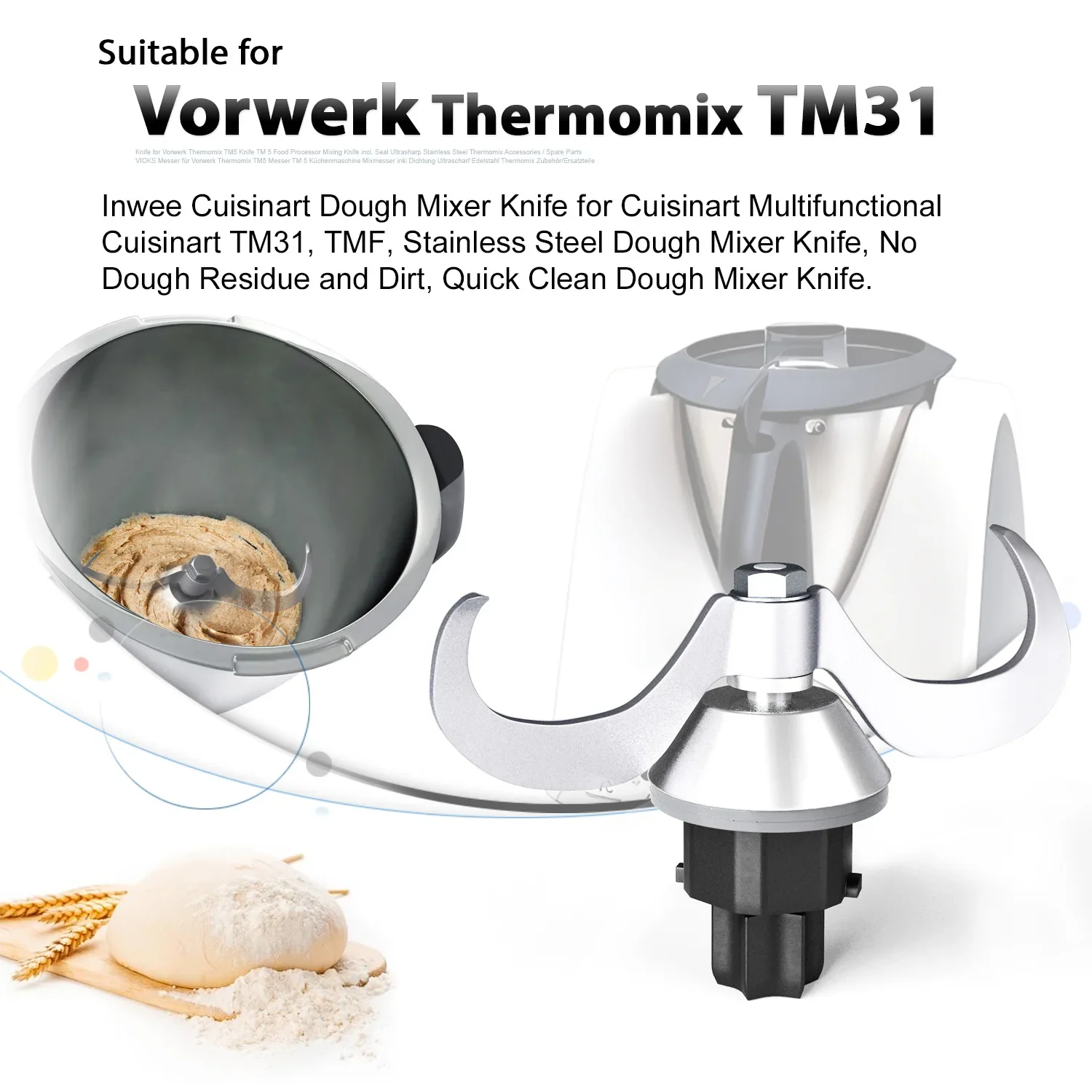 Лезвие блендера для Thermomix TM31 тестомес замешивания муки нож перемешивания теста