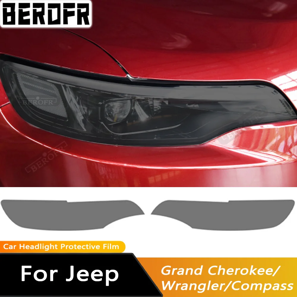 

Car Headlight Protective Film Front Light Tint Smoked Black TPU Sticker For Jeep Grand Cherokee Wrangler Compass Accessories