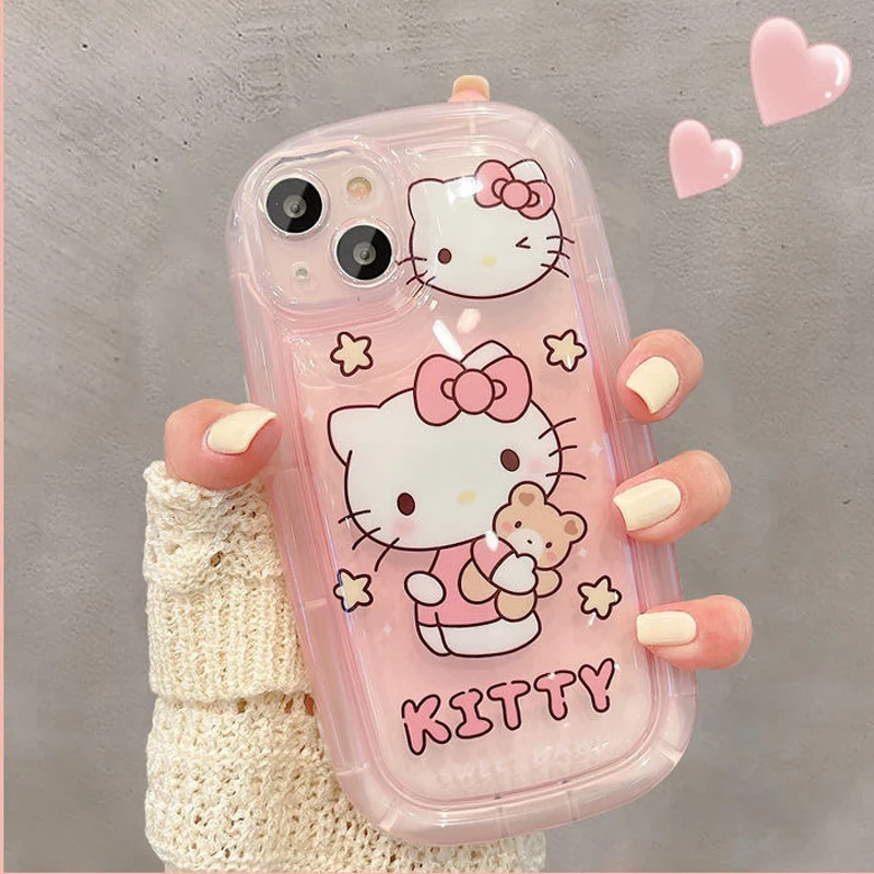 Sanrio Hello Kitty Shockproof Case For iPhone 14 13 11 12 Pro Max XS XR 6S 7 8 Plus SE2020 Soft Cartoon Cute Transparent Cover