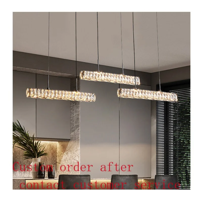 

custom production hanging pendant light modern luxury rectangle k9 crystal light for decorating dining room