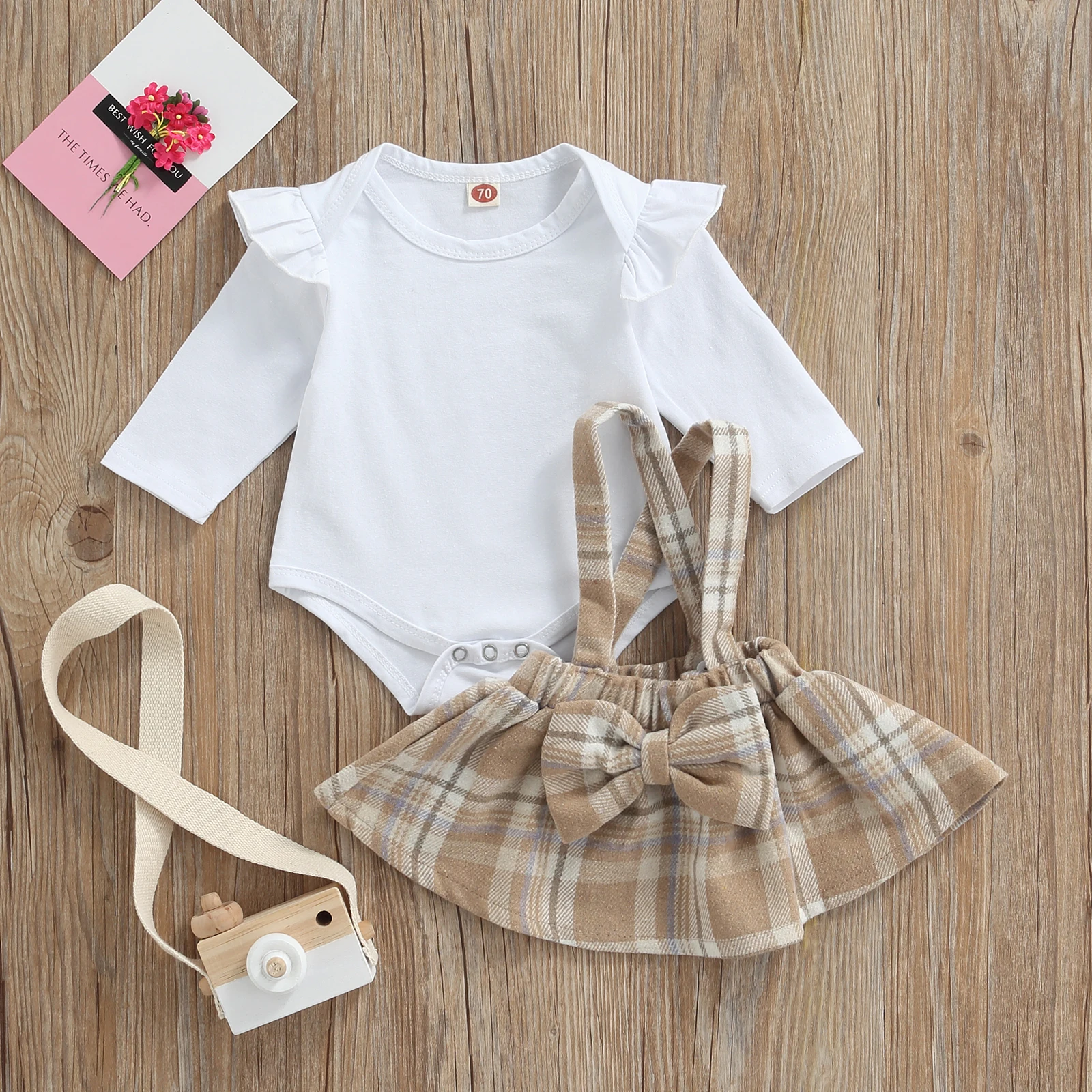 Костюм из двух предметов для маленьких девочек комбинезон с оборками и длинным