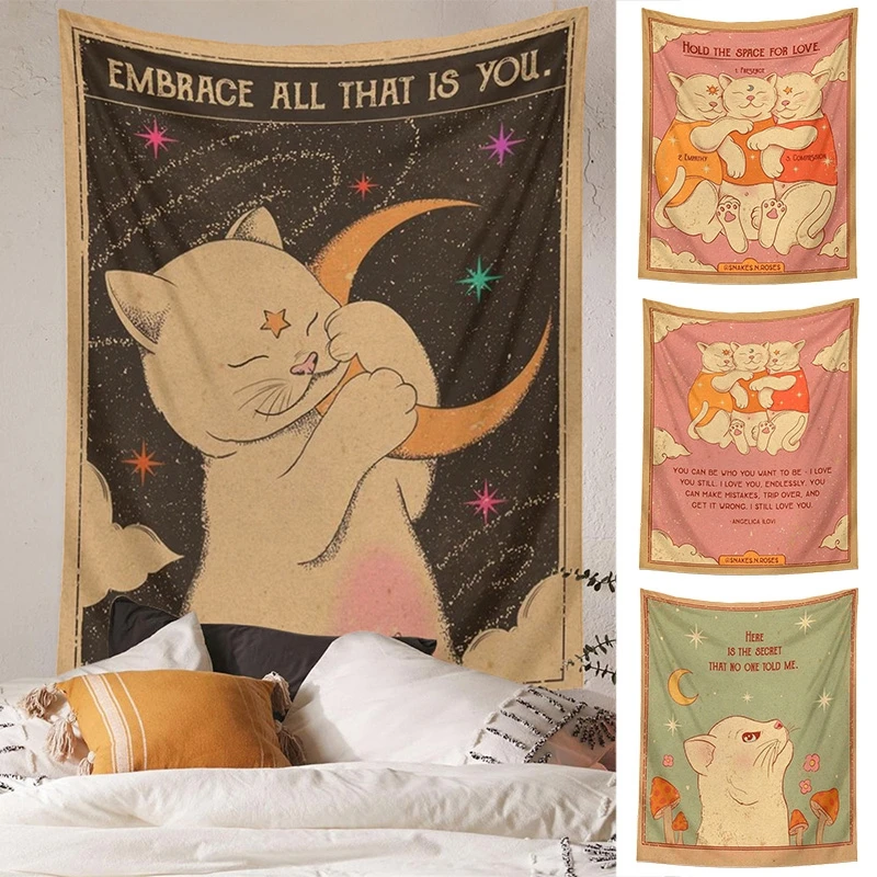 

Cartoon Cat Wall Tepestry Wall Hanging Cloth for Living Room Bedroom Wall Abstract Art Decor Anime Tapestry Gothic Home Decor