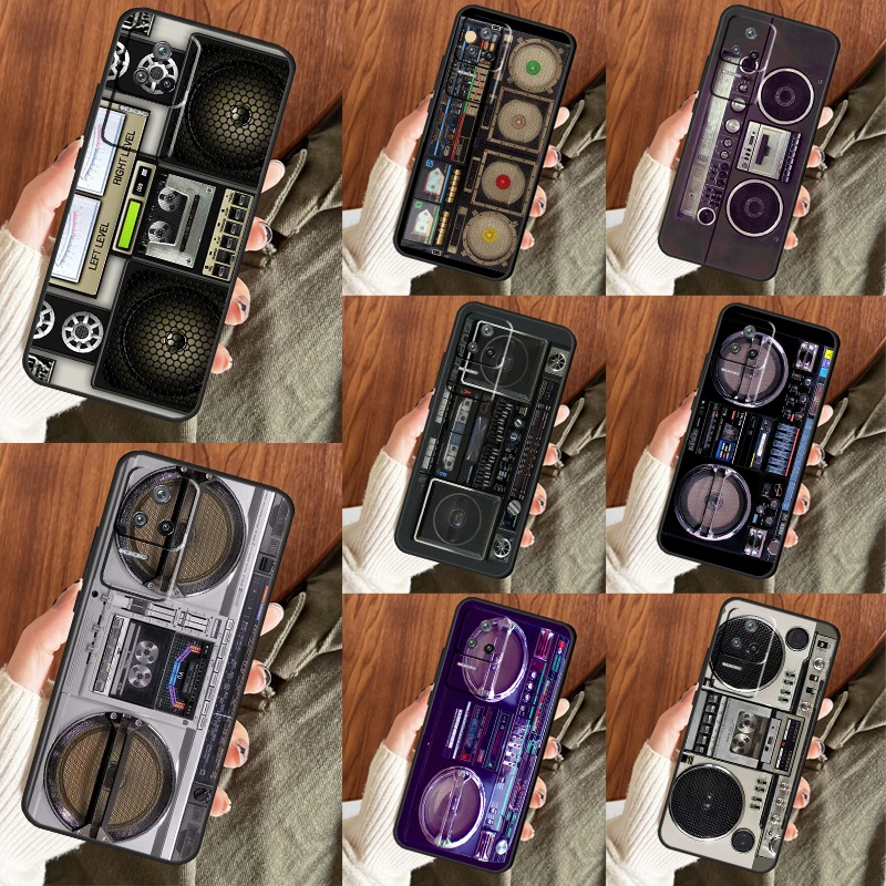 Retro Black Boombox Case For POCO F5 X5 X3 Pro M4 M5 C40 F3 F4 X4 GT Cover For Xiaomi 13 11T 12T Pro 11 12 Lite
